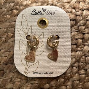 Bella Uno Gold Heart Drop Earrings